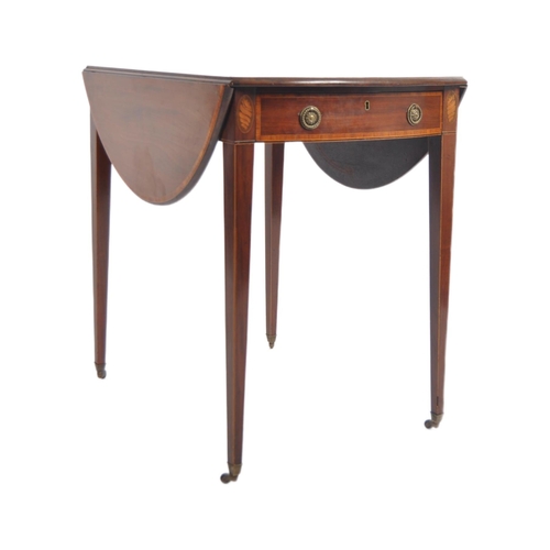 96 - A 19th Century George III mahogany Pembroke table / dining table. Oval form with tapered square legs... 