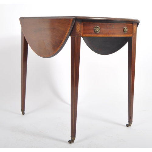 96 - A 19th Century George III mahogany Pembroke table / dining table. Oval form with tapered square legs... 