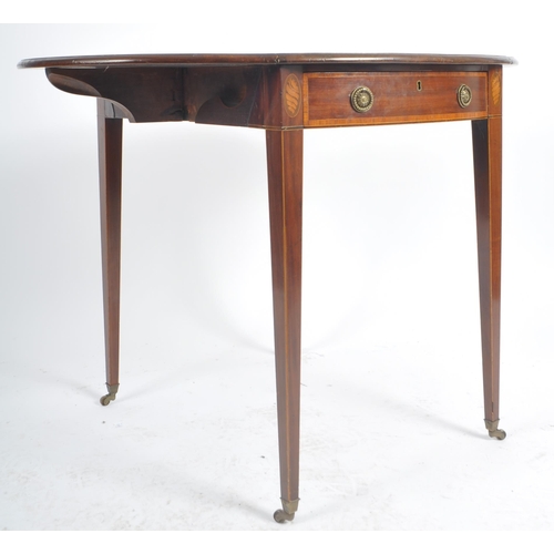 96 - A 19th Century George III mahogany Pembroke table / dining table. Oval form with tapered square legs... 