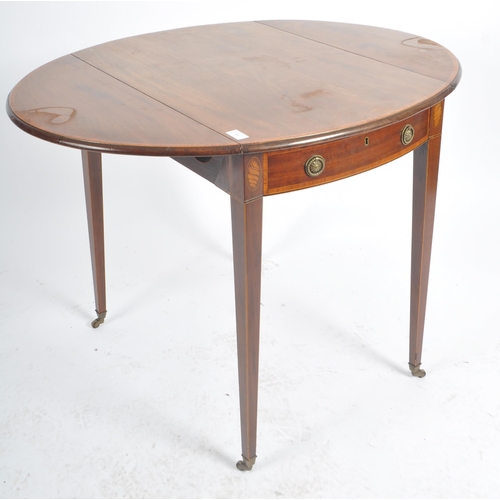 96 - A 19th Century George III mahogany Pembroke table / dining table. Oval form with tapered square legs... 