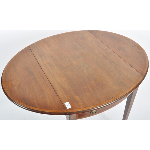 96 - A 19th Century George III mahogany Pembroke table / dining table. Oval form with tapered square legs... 