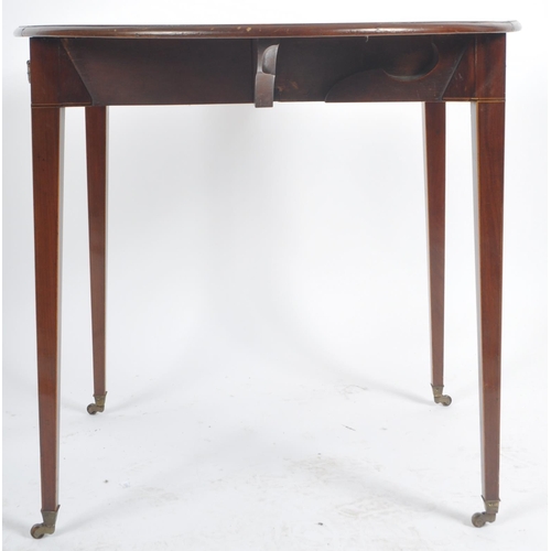 96 - A 19th Century George III mahogany Pembroke table / dining table. Oval form with tapered square legs... 