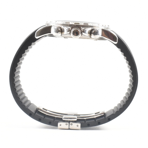 442 - An Yves Bertelin stainless steel white stone set wristwatch. The watch having a circular black dial ... 