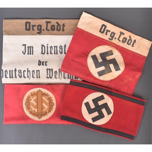 425 - A collection of x4 assorted WWII Second World War Third Reich Nazi German military armbands comprisi... 