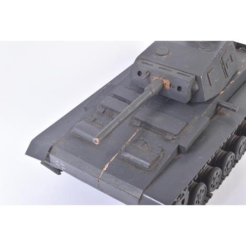 152 - A vintage hand built scratch made model of  WWII second world war German Nazi Panzer tank. Wood and ... 