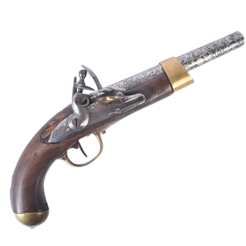 18 - An early 19th Century circa 1806 - 1814 French 1st Empire Napoleonic flintlock cavalry pistol model ... 