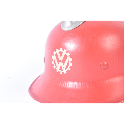 184 - A WWII Second World War Third Reich Nazi German Volkswagen Factory Fire Crew helmet. Red painted ext... 