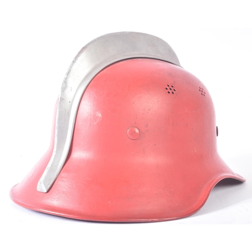 184 - A WWII Second World War Third Reich Nazi German Volkswagen Factory Fire Crew helmet. Red painted ext... 