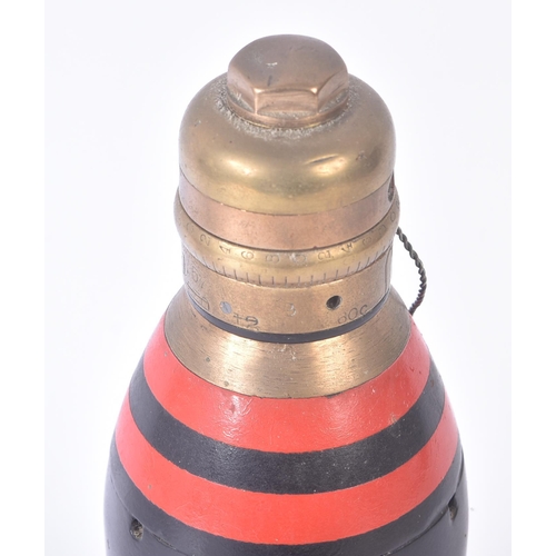 21 - A Boer War era 1901 dated British 15 Pounder (inert) shrapnel shell. The shell with a copper driving... 