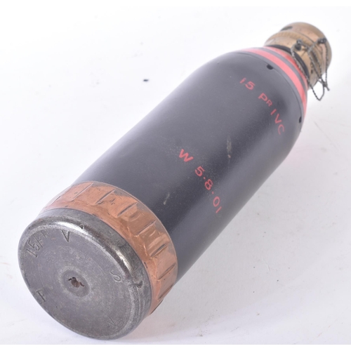 21 - A Boer War era 1901 dated British 15 Pounder (inert) shrapnel shell. The shell with a copper driving... 