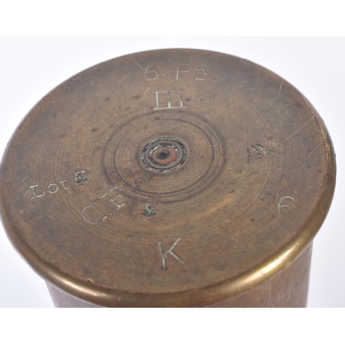 231 - A WWI First World War British 6 Pounder tank shell case. Marked to the base 6 Pr III Lot 5 C.F with ... 