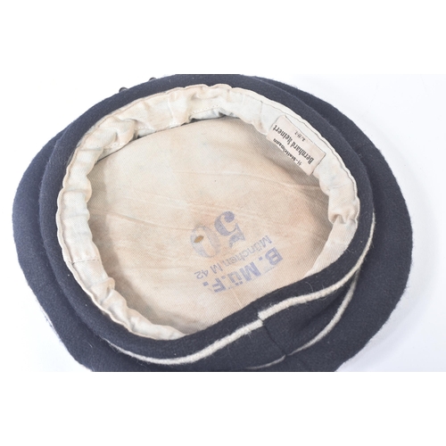 232 - A WWII Second World War Third Reich Nazi German SS Officers ' pork pie ' cap. Black wool constructio... 