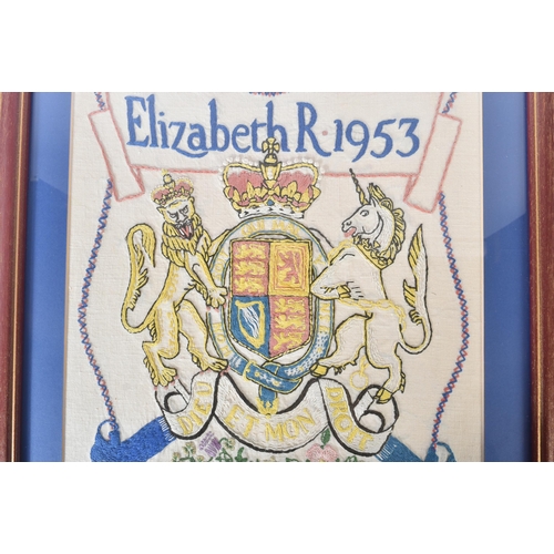 237 - Queen Elizabeth II Coronation - a hand embroidered panel commemorating the Coronation of Queen Eliza... 