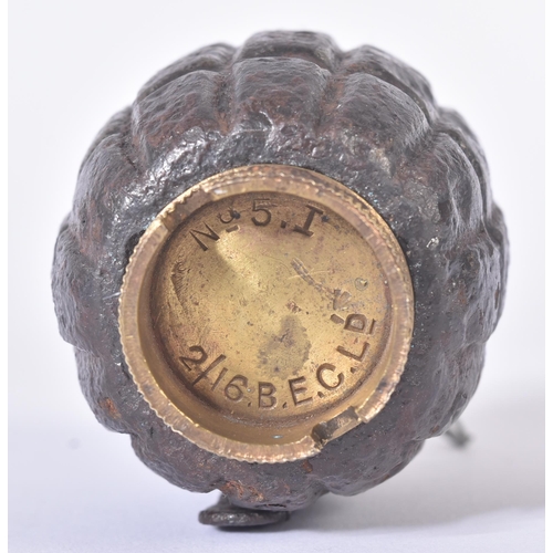 239 - An original WWI First World War British Army inert No. 5 MKI mills bomb / hand grenade. Typical form... 