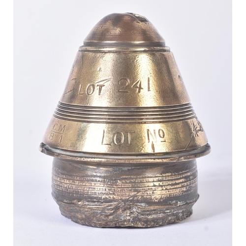 243 - A WWI First World War British Army No. 101 MKII artillery fuze. Heavily stamped and marked for maker... 