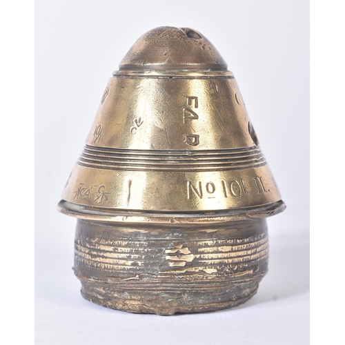 243 - A WWI First World War British Army No. 101 MKII artillery fuze. Heavily stamped and marked for maker... 