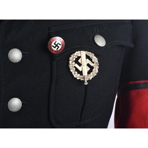 256 - A replica WWII Second World War Third Reich Nazi German SS Officers uniform tunic and cap. The tunic... 