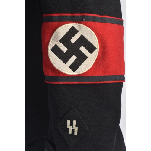 256 - A replica WWII Second World War Third Reich Nazi German SS Officers uniform tunic and cap. The tunic... 