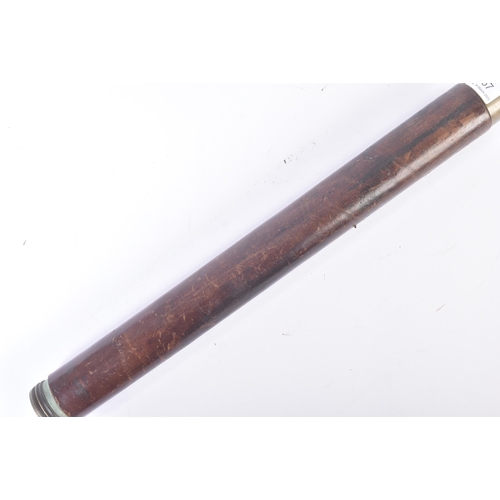 267 - An early 20th Century leather clad brass single draw telescope. Marked to the top barrel The R.N. Te... 