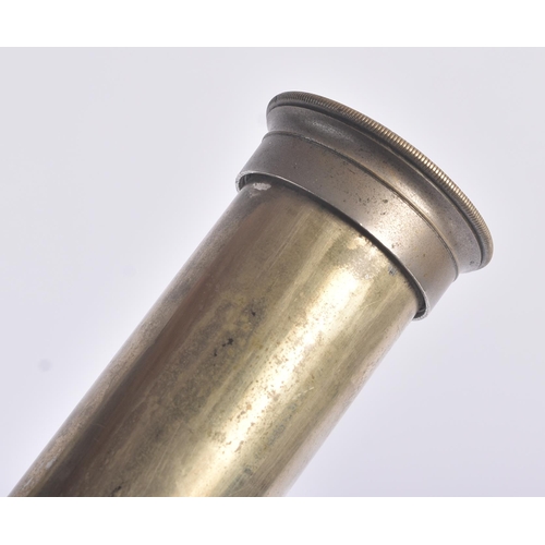 267 - An early 20th Century leather clad brass single draw telescope. Marked to the top barrel The R.N. Te... 