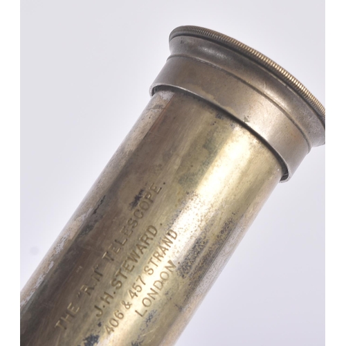 267 - An early 20th Century leather clad brass single draw telescope. Marked to the top barrel The R.N. Te... 