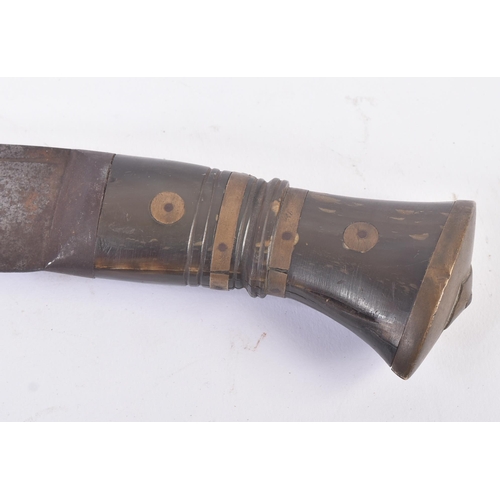 284 - A vintage Nepalese / Gurkha Regiment Kukri knife dagger. The knife having a pommel with diamond shap... 