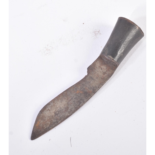 284 - A vintage Nepalese / Gurkha Regiment Kukri knife dagger. The knife having a pommel with diamond shap... 