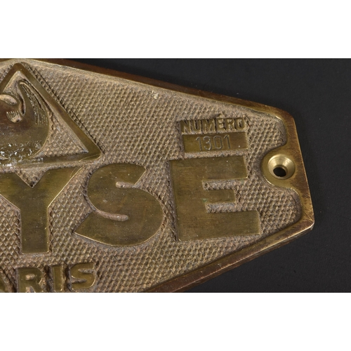 29 - Railway - an original c1970s (1975) Moyse of Paris brass locomotive plate. Dated 1975, Type BN40E260... 