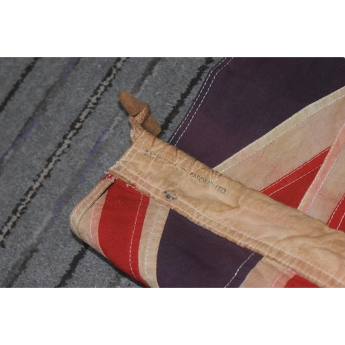 298 - WWII Second World War British Royal Navy ensign flag. Typical form, with Union Flag to corner. Marke... 