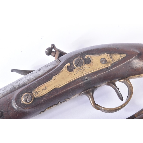 30 - A pair of late 18th Century John Probin of Birmingham made flintlock pistols. Rounded wooden butt wi... 