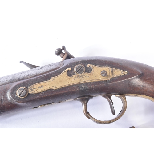 30 - A pair of late 18th Century John Probin of Birmingham made flintlock pistols. Rounded wooden butt wi... 