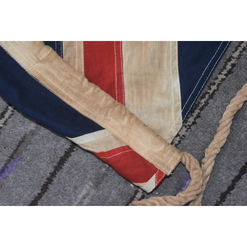 332 - A vintage mid Century British Union Jack / Union flag. Typical form, with rope stitched into the sea... 