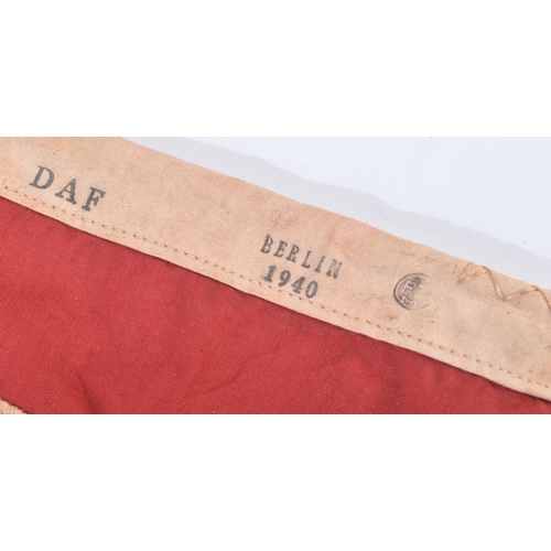 347 - A WWII Second World War Third Reich Nazi German DAF Labour Front pennant. Double sided red cloth wit... 