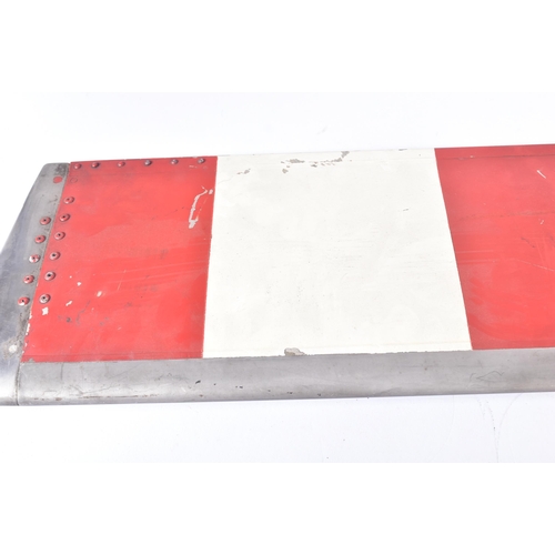 382 - A vintage RAF Royal Air Force style Helicopter rotatory wing blade. Typical form with red and white ... 