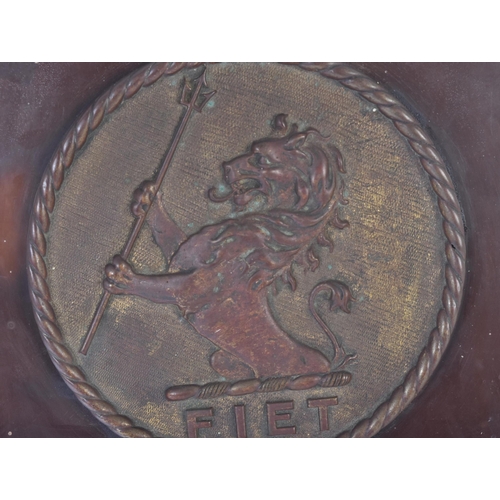 40 - HMS Victory - Nelson Interest - a large mounted plaque featuring a lion, with ' Fiet ' to base. To t... 