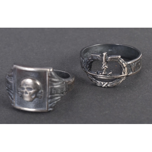 419 - Two WWII Second World War Third Reich Nazi German Officers rings comprising a Kriegsmarine ' We Driv... 