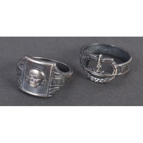 419 - Two WWII Second World War Third Reich Nazi German Officers rings comprising a Kriegsmarine ' We Driv... 