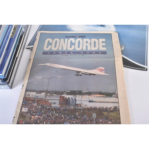 421 - A collection of assorted Concorde books and memorabilia to include; a folder containing 40th Anniver... 