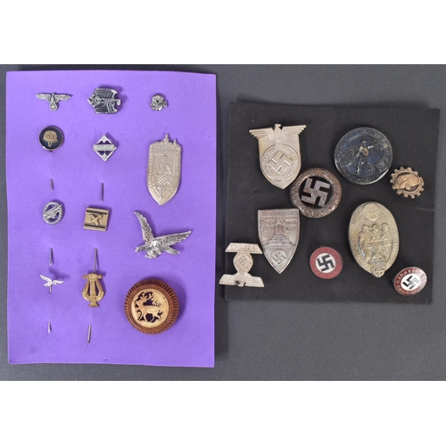 422 - A collection of assorted WWII Second World War Third Reich Nazi German badges, stick pins / lapel pi... 