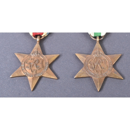 43 - A WWII Second World War medal group comprising; War Medal (no ribbon), Africa Star and Italy Star (w... 