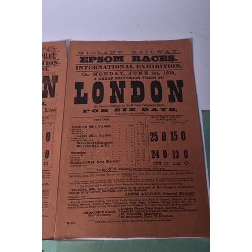 430 - A collection of x5 Midland Railway Posters or Handbills. Day Trips to the Crystal Palace. Printed by... 