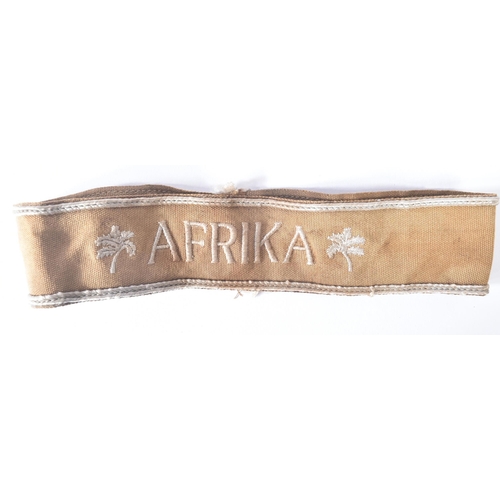 431 - A WWII Second World War Third Reich Nazi German Afrika Corps ( DAK ) uniform cuff / title. Desert co... 