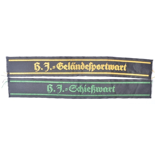 454 - Two WWII Second World War Third Reich Nazi German Hitler Youth Sports Cuff Titles. The green embroid... 