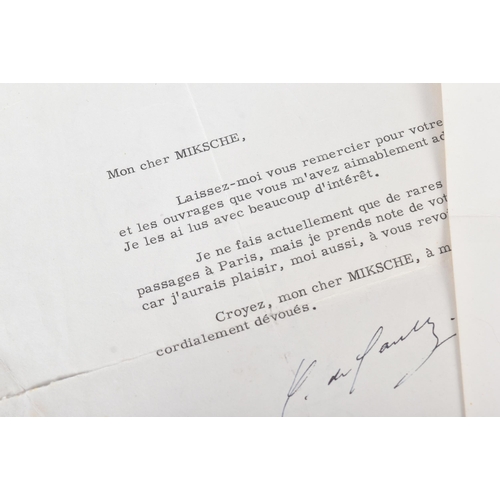 488 - From the Ferdinand Otto Miksche collection.
 Two French typewritten letters to Ferdinand Otto Miksch... 