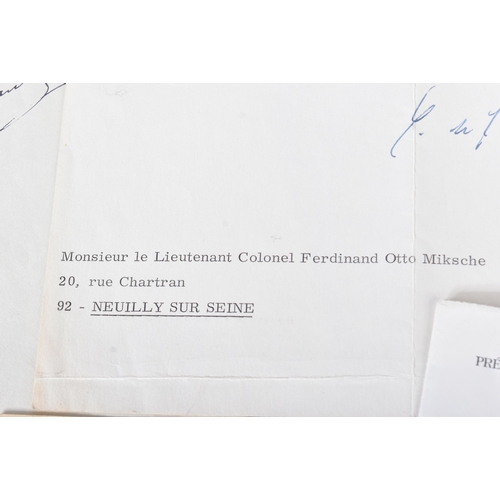 488 - From the Ferdinand Otto Miksche collection.
 Two French typewritten letters to Ferdinand Otto Miksch... 