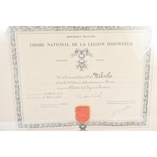 498 - From the Ferdinand Otto Miksche collection.

 Order National de la Legion d'Honneur awarded to Ferdi... 