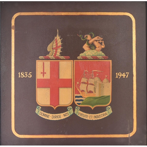 51 - A mid 20th Century vintage GWR Great Western Railways coat of arms plaque. Decals applied to a board... 