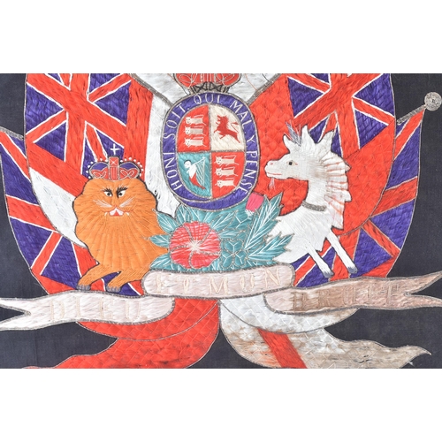 61 - A vintage hand embroidered / needlework silk panel of Royal Navy / Nautical interest. The panel depi... 