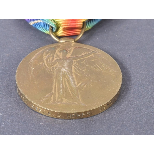 68 - An original WWI First World War medal duo awarded to one 68869 Private A. B Hopes of the Devon Regim... 