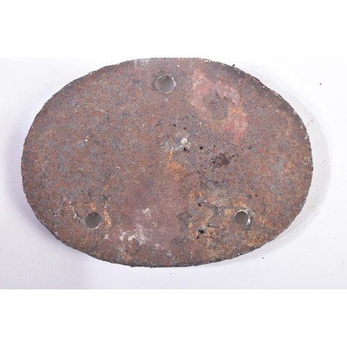 74 - Railwayana - a cast iron oval shaped ' LMS Derby 1925 ' locomotive worksplate. Measures approx. 13cm... 